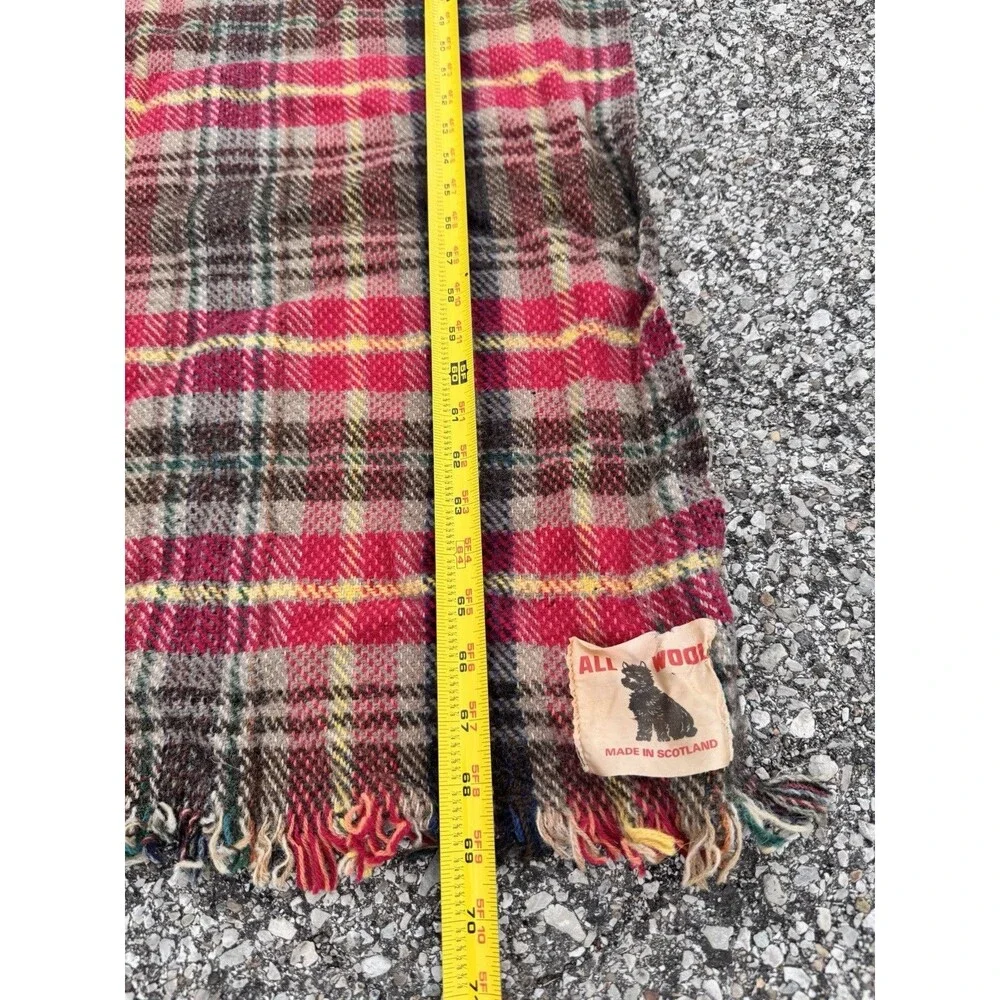VTG All WOOL Made In Scotland BLANKET / THROW / TRAVEL RUG-SCOTTIE DOG LABEL